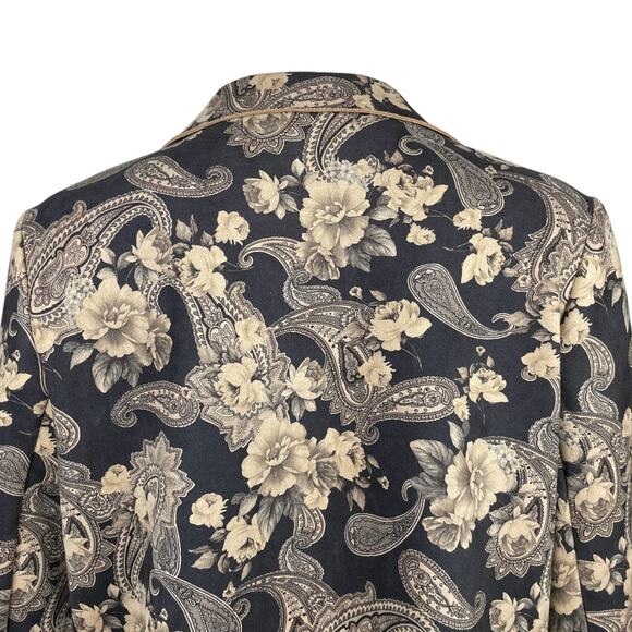 SOLITAIRE Faux Suede Floral Print Open Front Blazer Jacket Sz Medium - Picture 3 of 4